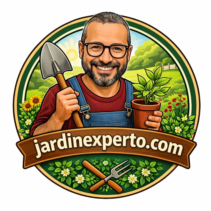Ramón cuidando plantas en su jardín